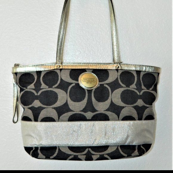 Coach Denim and Silver Zip Tote with Wallet - Picture 2 of 15